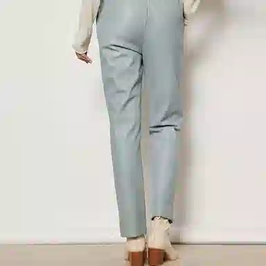 美洋 拼贴纯色高腰直筒长裤 女款