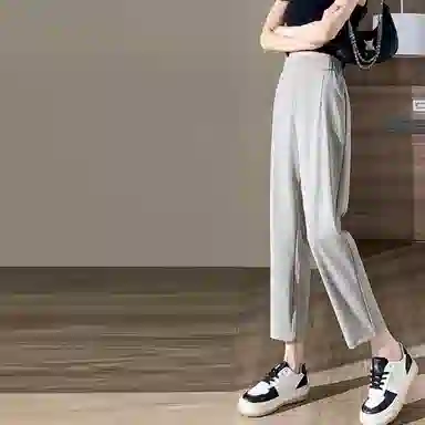 【dme】松紧腰直筒九分西装裤 女款