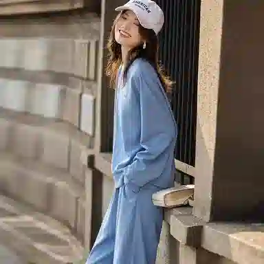 【dme】 圆领纯色长袖卫衣休闲运动套装 女款