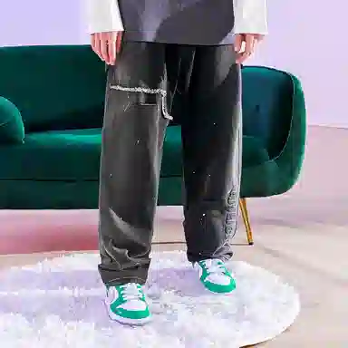 LAMLICKA Denim Wide-Leg Pants Black