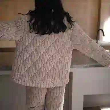 同语 冬季三层夹棉加厚法兰绒珊瑚绒 睡衣家居服加绒套装 女款