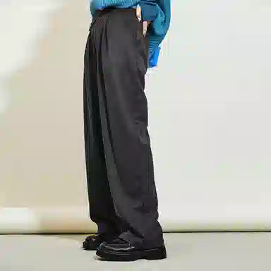 美洋 纯色交叉高腰直筒休闲裤 女款