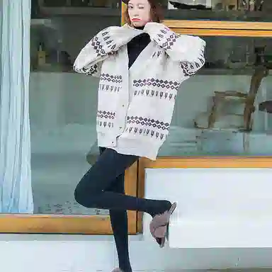 小镇姗姗 纯色修身长款打底裤 女款