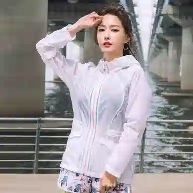 探路者 纯色拉链连帽防晒衣 女款