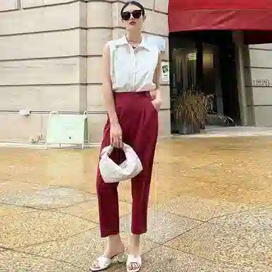 美洋 高腰松紧哈伦九分休闲裤 女款