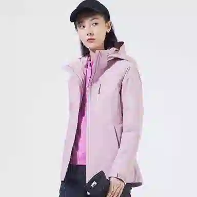 探路者 纯色拉链连帽运动三合一冲锋衣 女款