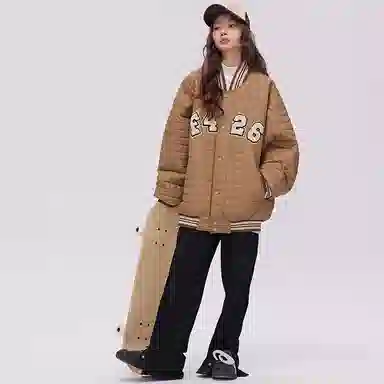 F426 Quilted Logo Baseball Jacket