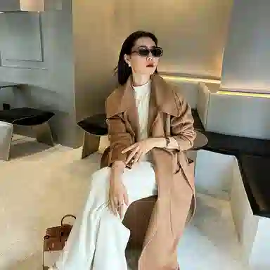 美洋 纯色高腰松紧阔腿长裤 女款 奶白色