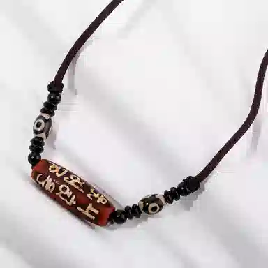 周百福 九眼天珠 古风挂绳运珠本命年生肖守护神 招财转运吉祥平安国潮新中式 玛瑙 项链 男女同款情侣款