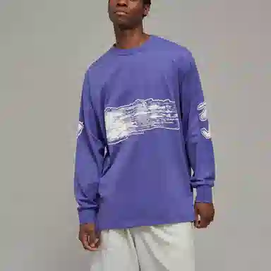 Y-3 SS23 Brushstroke Crewneck Long Sleeve Tee Light Purple