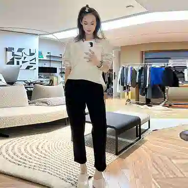 美洋 纯色高腰直筒休闲裤 女款