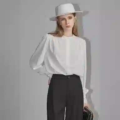 【dme】 纯色立领休闲长袖衬衫 女款 本白