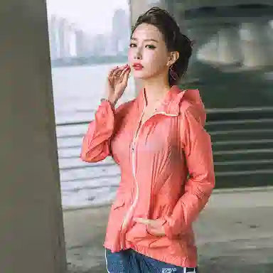 探路者 纯色拉链连帽防晒衣 女款