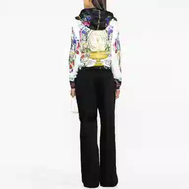 Versace Jeans Couture SS23 Floral Hooded Bomber Jacket White