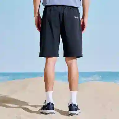 探路者 纯色速干户外透气弹力五分短裤 男款