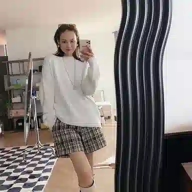 美洋 纯色圆领长袖针织衫 女款 白色