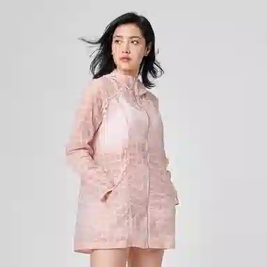 探路者 格子户外轻薄速干连帽皮肤衣 女款