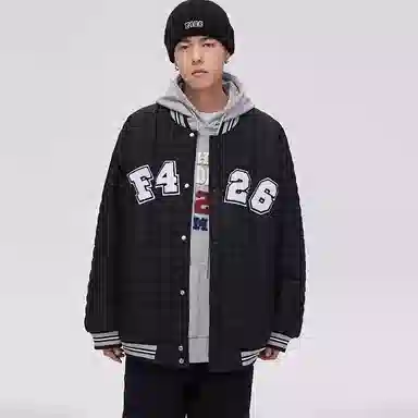 F426 Quilted Logo Baseball Jacket