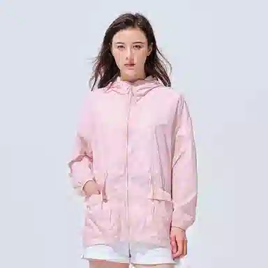 探路者 纯色户外轻薄透气防紫外线连帽防晒衣 女款