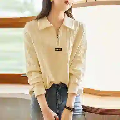 【dme】 翻领套头宽松无帽卫衣 女款 米白