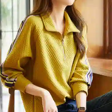 【dme】 纯色翻领长袖卫衣 女款