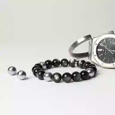 FOUNDIN Silver Obsidian Bracelet