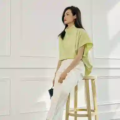 美洋 立领纯色短袖衬衫 女款 橄榄绿