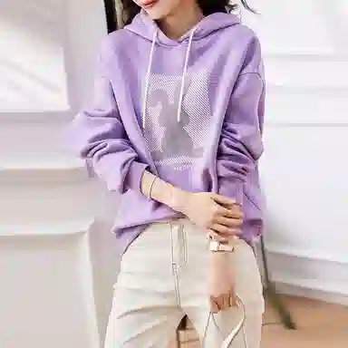 【dme】 亮片兔子时尚宽松休闲套头连帽卫衣 女款