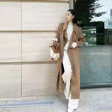 美洋 纯色高腰松紧阔腿长裤 女款 奶白色