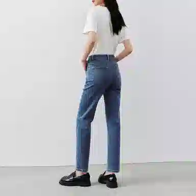 太平鸟 复古直筒烟管牛仔裤 女款