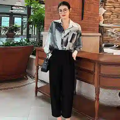 美洋 高腰松紧哈伦九分休闲裤 女款