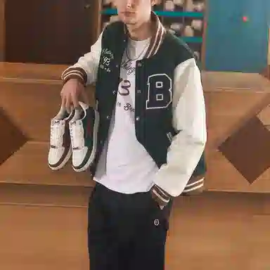 BAPE x END Baseball Jacket White Green