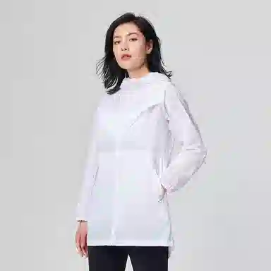 探路者 纯色户外轻薄透气凉感科技连帽皮肤衣 女款