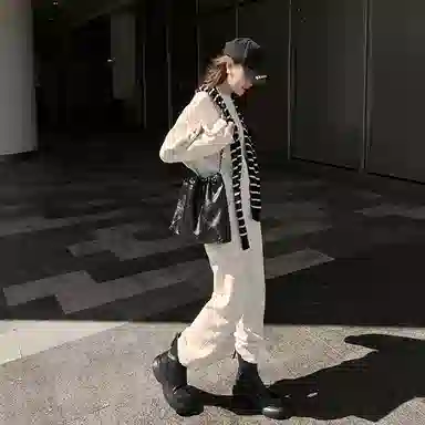 美洋 纯色高腰束脚长裤 女款