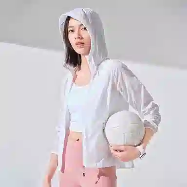 探路者 纯色户外轻薄透气防泼水连帽防晒衣 女款