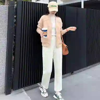 美洋 纯色高腰直筒休闲裤 女款