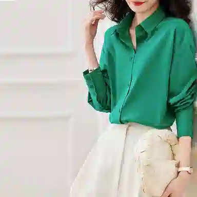 【dme】翻领纯色长袖衬衫 女款