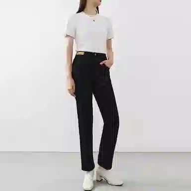 太平鸟 复古直筒烟管牛仔裤 女款