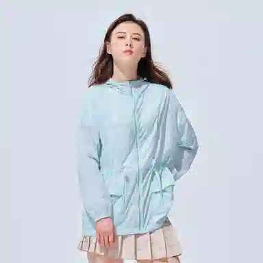 探路者 纯色户外轻薄透气防紫外线连帽防晒衣 女款