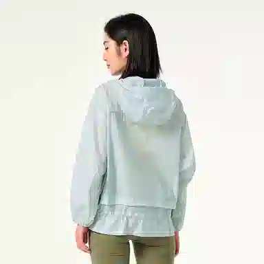 探路者 纯色户外轻薄透气宽松连帽防晒衣 女款