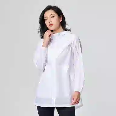 探路者 纯色户外轻薄透气凉感科技连帽皮肤衣 女款