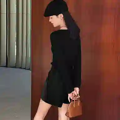 美洋 纯色混纺镂空长袖针织衫 女款