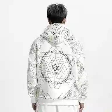 NORVINCY Geometric Print Hoodie