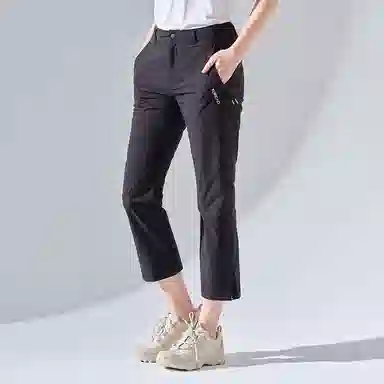 探路者 纯色户外透气弹力直筒九分休闲裤 女款