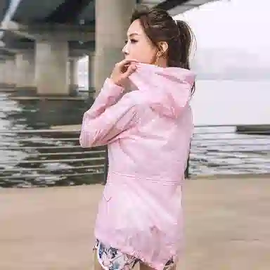 探路者 纯色拉链连帽防晒衣 女款