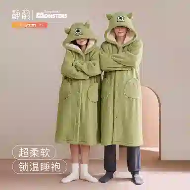 静韵 超柔软 迪士尼苏利文珊瑚绒睡衣女士秋冬睡袍长款浴袍家居服