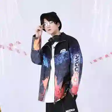 XXGOGO Abstract Print Zip Jacket