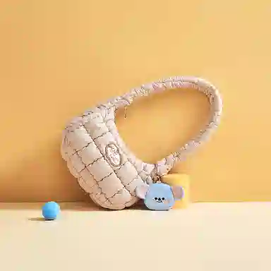 音魅 秋冬新款纯色休闲简约拉链开合马鞍包腋下包豆腐包羽绒手机包手提包单肩包 小号 女款 多色