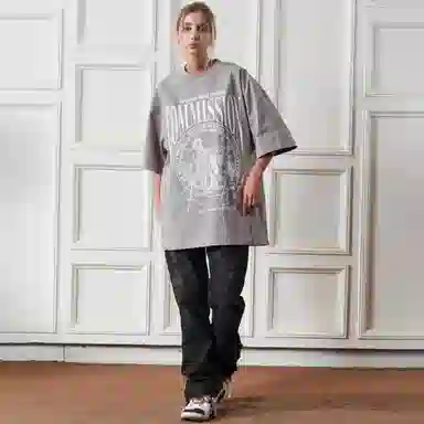 HARSH AND CRUEL Retro Letter Print Loose T-Shirt