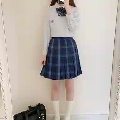 东鲸岁时记 格子高腰百褶短款制服裙装 津岚女高